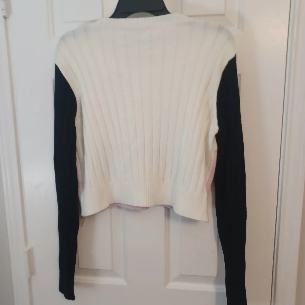Fashion Nova Cropped Color Block Sweater Sz L